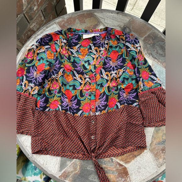 Anthropologie by Maeve printed rayon blouse size 0 - Picture 3 of 8